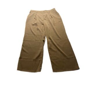 Elegant Tan Wide-Leg Women's Trousers